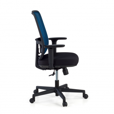 chaise de bureau bleu structure noire maille accoudoirs reglables 1d soutien lombaire 4