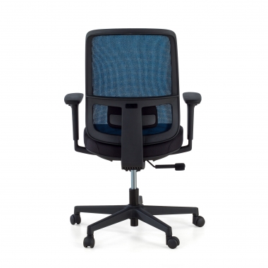 chaise de bureau bleu structure noire maille accoudoirs reglables 1d soutien lombaire 7
