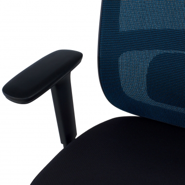 chaise de bureau bleu structure noire maille accoudoirs reglables 1d soutien lombaire 9