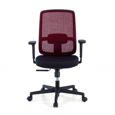 chaise de bureau rouge structure noire maille accoudoirs reglables 1d soutien lombaire 3