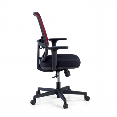 chaise de bureau rouge structure noire maille accoudoirs reglables 1d soutien lombaire 4