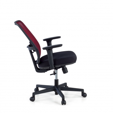 chaise de bureau rouge structure noire maille accoudoirs reglables 1d soutien lombaire 5