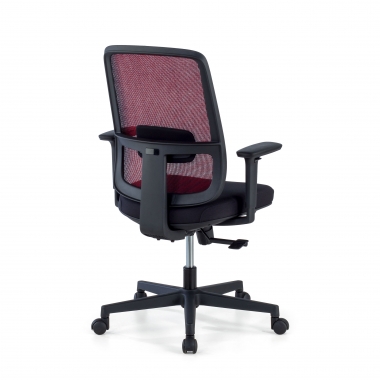 chaise de bureau rouge structure noire maille accoudoirs reglables 1d soutien lombaire 6