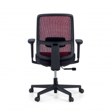 chaise de bureau rouge structure noire maille accoudoirs reglables 1d soutien lombaire 7