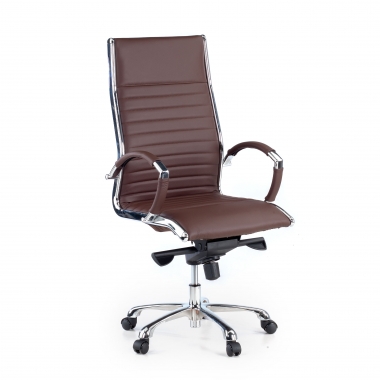 fauteuil de bureau marron cuir naturel cuir authentique accoudoirs rembourres 1