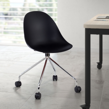 chaise de reunion noir avec roulettes plastique sans accoudoirs 2