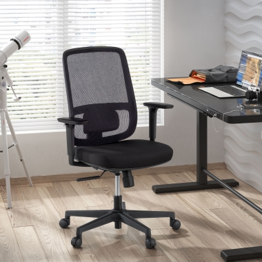 chaise de bureau noir structure noire maille accoudoirs reglables 1d soutien lombaire 2