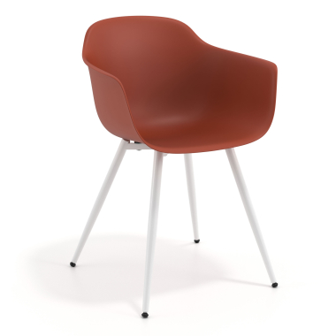 chaise de conference blanc orange 4 pattes plastique accoudoirs fixes 1