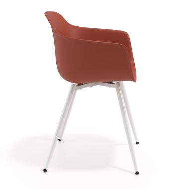 chaise de conference blanc orange 4 pattes plastique accoudoirs fixes 4