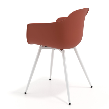 chaise de conference blanc orange 4 pattes plastique accoudoirs fixes 6
