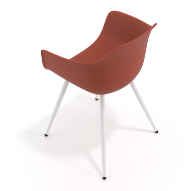 chaise de conference blanc orange 4 pattes plastique accoudoirs fixes 7