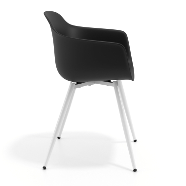 chaise de conference blanc noir 4 pattes plastique accoudoirs fixes 4