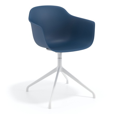 chaise de reunion blanc bleu base pyramide plastique accoudoirs fixes 1