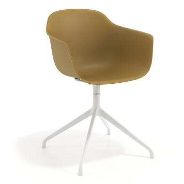 chaise de reunion blanc jaune base pyramide plastique accoudoirs fixes 1