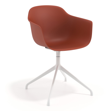 chaise de reunion blanc orange base pyramide plastique accoudoirs fixes 1