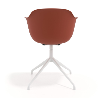 chaise de reunion blanc orange base pyramide plastique accoudoirs fixes 5