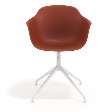chaise de reunion blanc orange base pyramide plastique accoudoirs fixes 3
