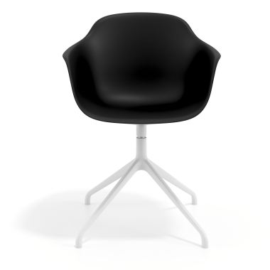 chaise de reunion blanc noir base pyramide plastique accoudoirs fixes 3