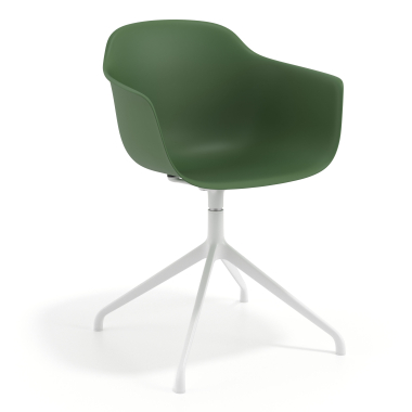 chaise de reunion blanc vert base pyramide plastique accoudoirs fixes 1