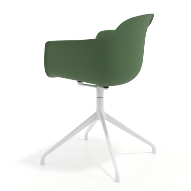 chaise de reunion blanc vert base pyramide plastique accoudoirs fixes 6