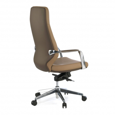 fauteuil de bureau marron dossier haut bicolore simil cuir accoudoirs rembourres 6