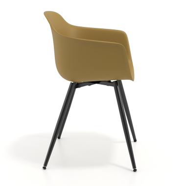 chaise de conference noir jaune 4 pattes plastique accoudoirs fixes 4