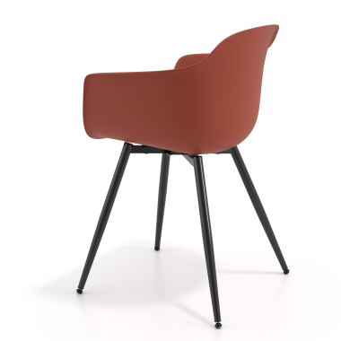 chaise de conference noir orange 4 pattes plastique accoudoirs fixes 5