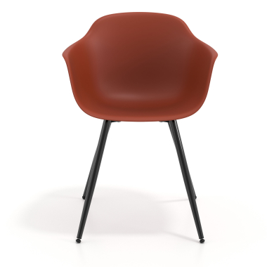 chaise de conference noir orange 4 pattes plastique accoudoirs fixes 3