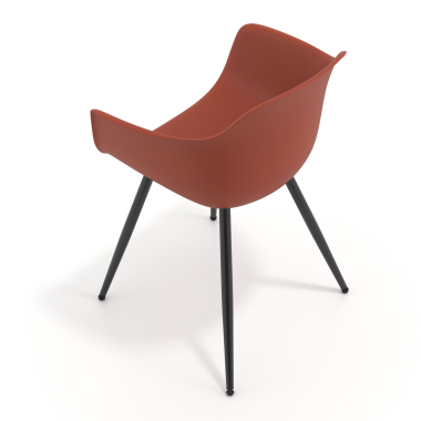 chaise de conference noir orange 4 pattes plastique accoudoirs fixes 6