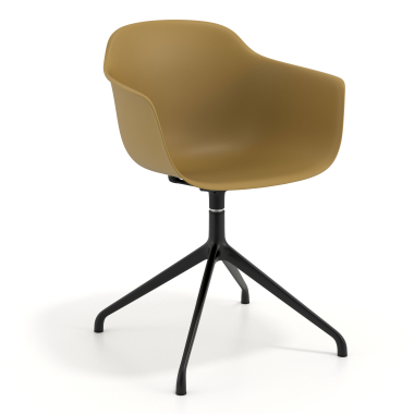 chaise de reunion jaune base pyramide plastique accoudoirs fixes 1