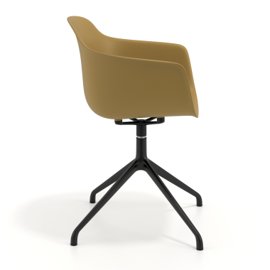 chaise de reunion jaune base pyramide plastique accoudoirs fixes 4