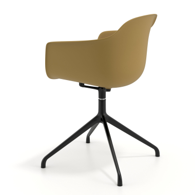 chaise de reunion noir jaune base pyramide plastique accoudoirs fixes 6