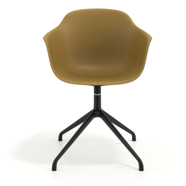 chaise de reunion jaune base pyramide plastique accoudoirs fixes 3
