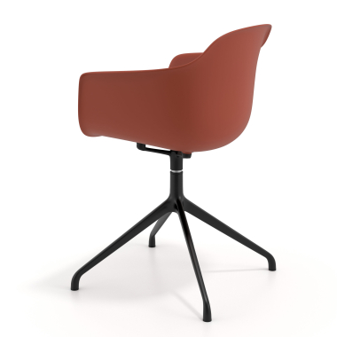 chaise de reunion noir orange base pyramide plastique accoudoirs fixes 6
