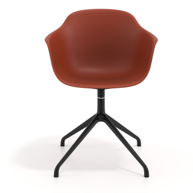 chaise de reunion noir orange base pyramide plastique accoudoirs fixes 3