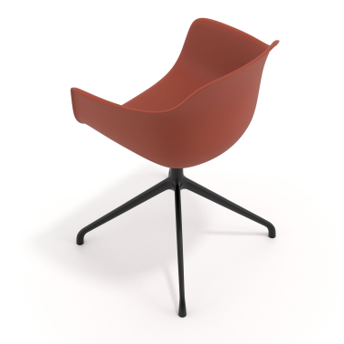 chaise de reunion noir orange base pyramide plastique accoudoirs fixes 7