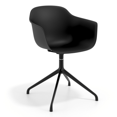 chaise de reunion noir noir base pyramide plastique accoudoirs fixes 1
