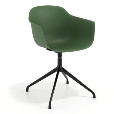 chaise de reunion noir vert base pyramide plastique accoudoirs fixes 1