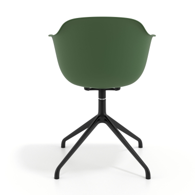 chaise de reunion noir vert base pyramide plastique accoudoirs fixes 5