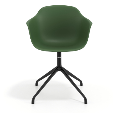 chaise de reunion noir vert base pyramide plastique accoudoirs fixes 3