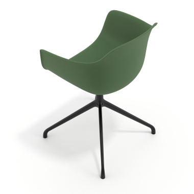 chaise de reunion noir vert base pyramide plastique accoudoirs fixes 7