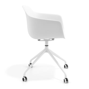 chaise de reunion blanc blanc avec roulettes plastique accoudoirs fixes 4