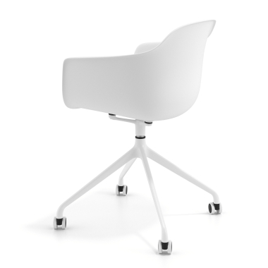 chaise de reunion blanc blanc avec roulettes plastique accoudoirs fixes 6