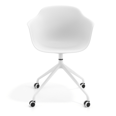 chaise de reunion blanc avec roulettes plastique accoudoirs fixes 3