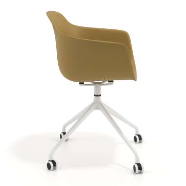 chaise de reunion blanc jaune avec roulettes plastique accoudoirs fixes 3