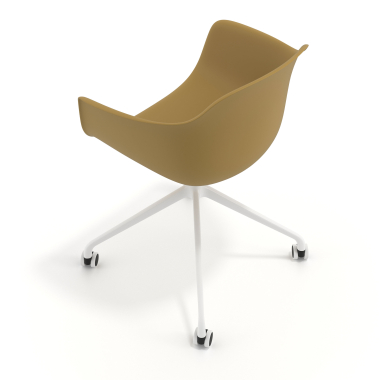 chaise de reunion blanc jaune avec roulettes plastique accoudoirs fixes 7