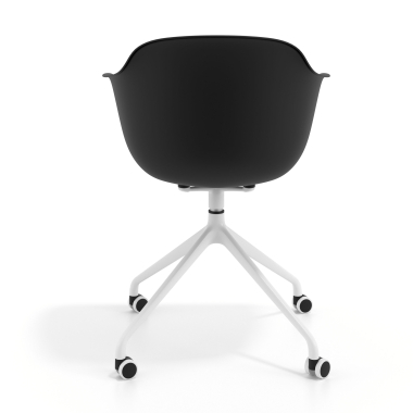 chaise de reunion blanc noir avec roulettes plastique accoudoirs fixes 5