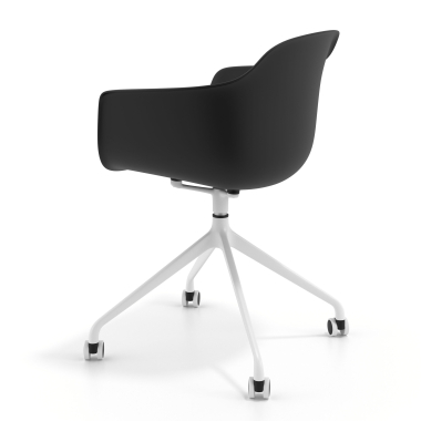 chaise de reunion blanc noir avec roulettes plastique accoudoirs fixes 6