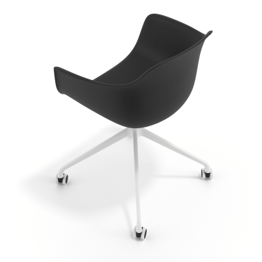 chaise de reunion blanc noir avec roulettes plastique accoudoirs fixes 7