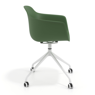 chaise de reunion blanc vert avec roulettes plastique accoudoirs fixes 4